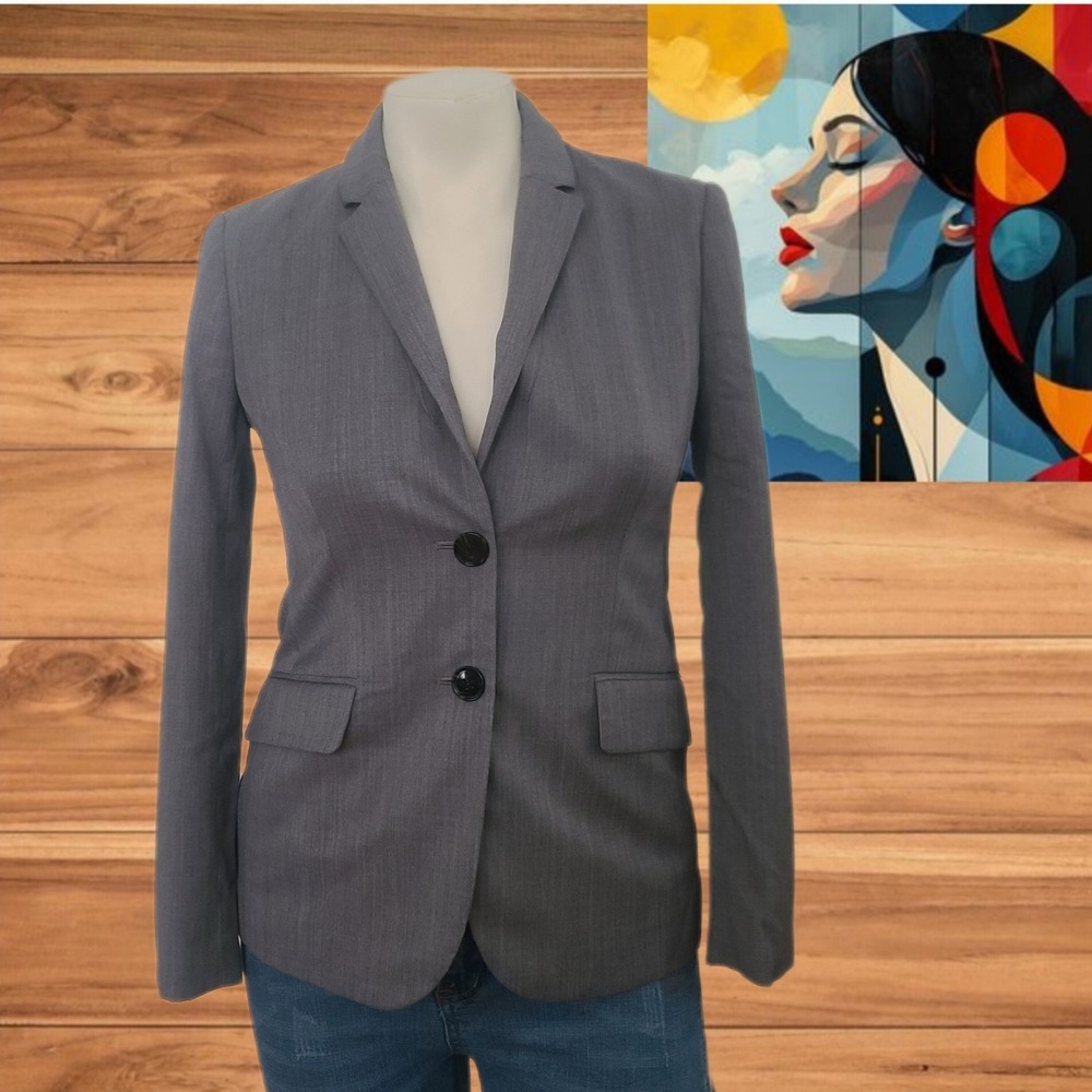 J.Crew Blazer Women's Gray Two Button Career Office‎ Business Jacket